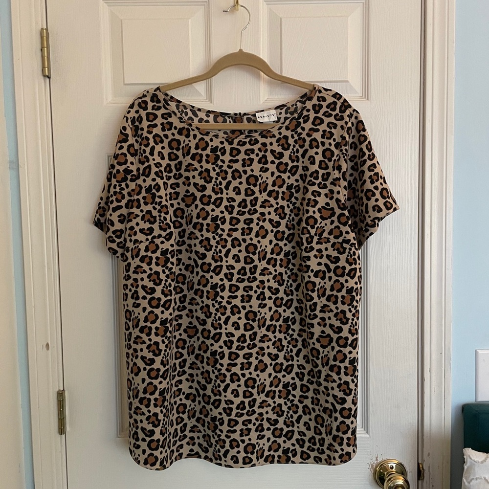 Ava & Viv Leopard Print Blouse